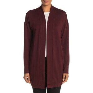 Sanctuary Women's Open Front Knit Cardigan long sleeve in Wine Size Petite XSP